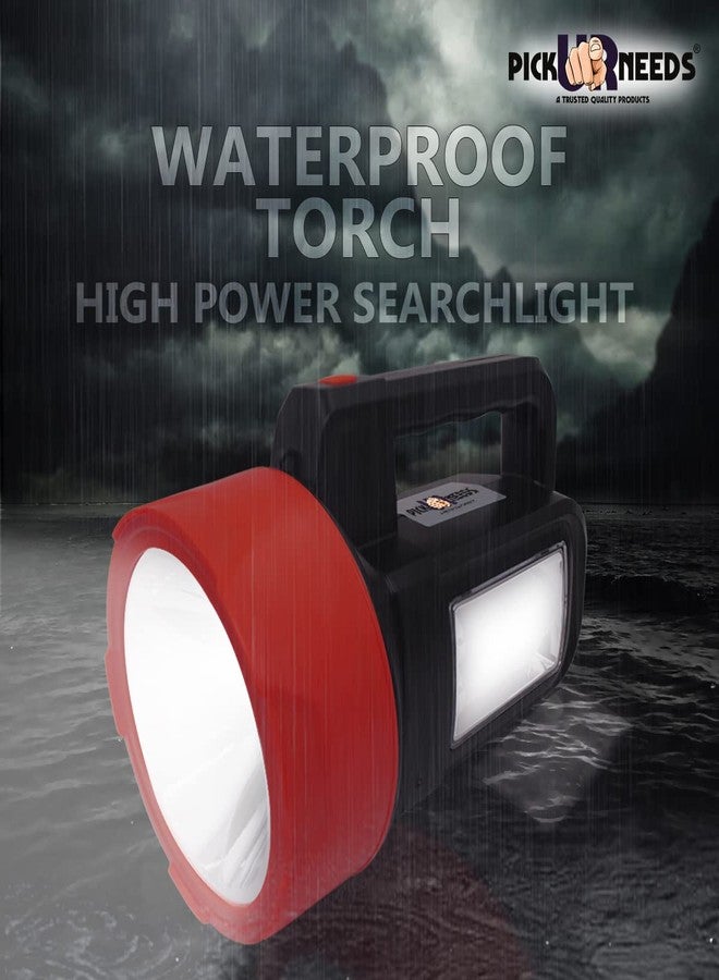 Pick Ur Needs Rechargeable Emergency LED Search Long Range Torch Light 125W with Blinker + Side Home Tube Light (Maroon) - Image 2